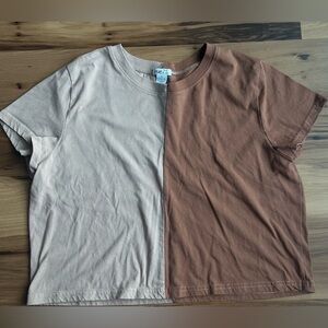 Rue21 baby tee Two-Tone Shirt - Cream and Brown